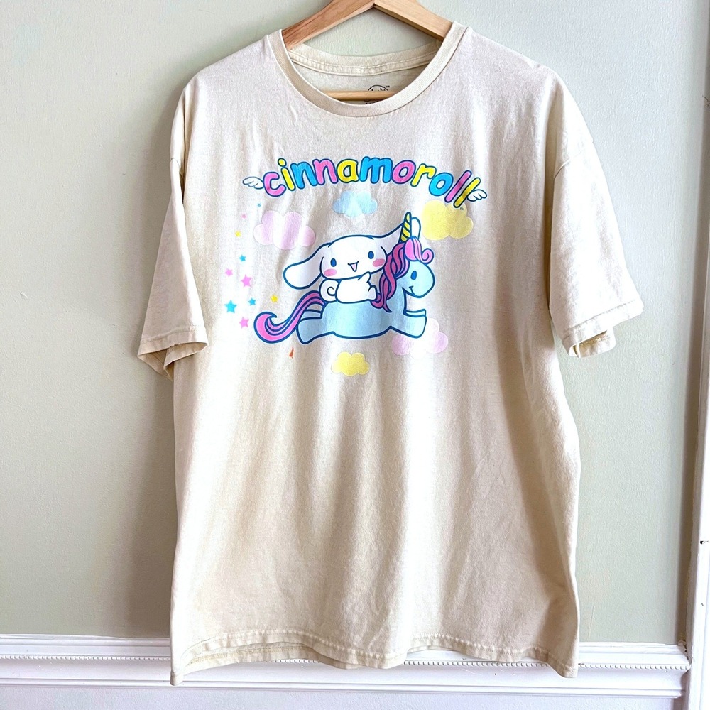 Sanrio‎ Cinnamoroll T-Shirt Women XL Unicorn Pastel Beige Kawaii Anime Tee